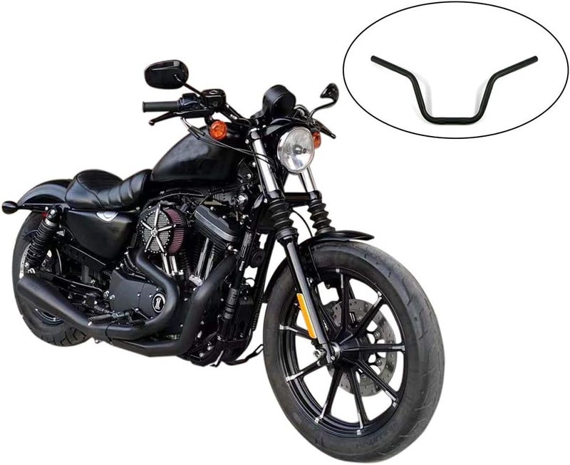 COBIKE Motorcycle Hanger 1 inch 25mm Ace Cafe Racer Clubman Handlebar Handle bars handlebars Bar compatible with Harley Sportster XL883 XL1200(Black) - Image 2